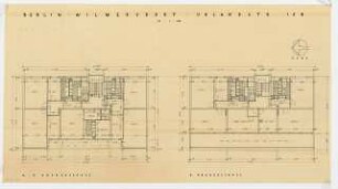 Wohnhaus Uhlandstraße 158, Berlin-Wilmersdorf: Grundrisse 3.-6. Obergeschoss 1:100