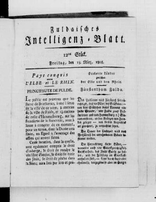 12tes Stück, Ausgabe vom 18. März 1808