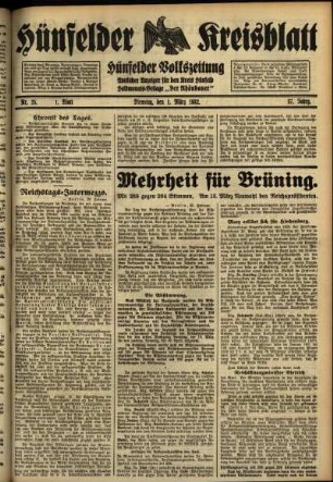 Erste Ausgabe vom Dienstag, den 01. März 1932.