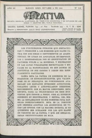 20.1943=Nr. 238: Nativa, 20.1943=Nr. 238