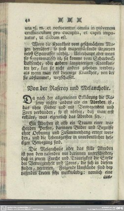 Von der Raserey und Melancholie