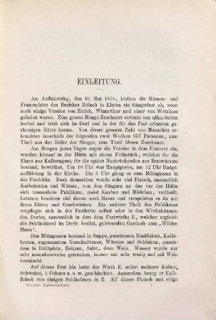 Ueber die Typhus-Epidemie von Kloten 1878 : Inaug.-Diss. von Zürich