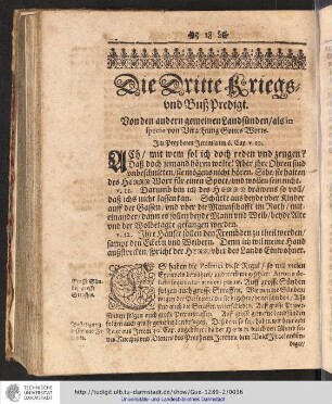Die Dritte Kriegs- und Buß-Predigt