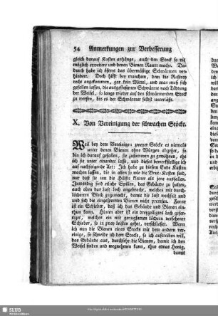 X. Von Vereinigung der schwachen Stöcke