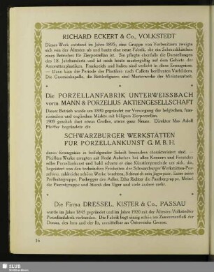 Die Porzellanfabrik Unterweissbach vorm. Mann & Porzelius Aktiengesellschaft