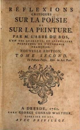 Réflexions Critiques Sur La Poësie Et Sur La Peinture, 2