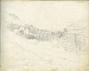 Gärtner, Friedrich von; Sizilien; Skizzenbuch Sizilien - Palermo, Stadtansicht mit Blick auf die Kirche Monreale