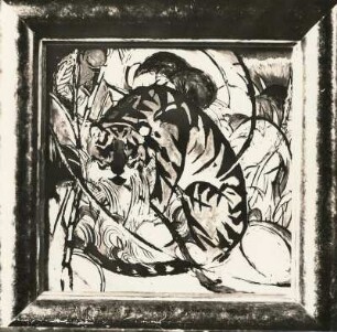 Tiger : Tiger, Hinterglasbild von Franz Marc, 1912