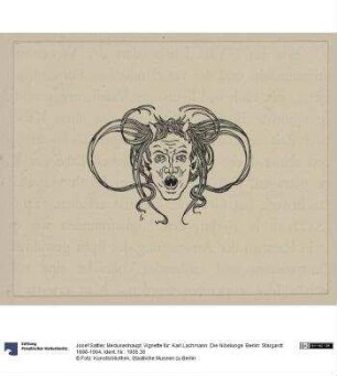 Medusenhaupt. Vignette für: Karl Lachmann. Die Nibelunge. Berlin: Stargardt 1898-1904