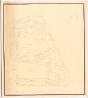 Garten Prof. Schenck, Berlin-Grunewald: Lageplan mit Gartenplan 1:100