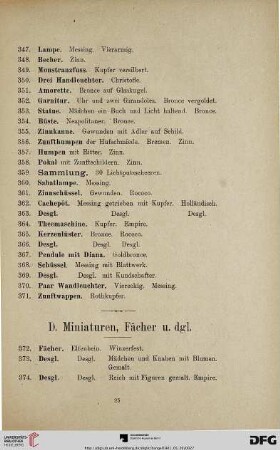 D. Miniaturen, Fächer u. dgl. (Nr. 372-391)