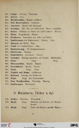 D. Miniaturen, Fächer u. dgl. (Nr. 372-391)