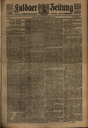 Erste Ausgabe vom Montag, den 21. Februar 1910.