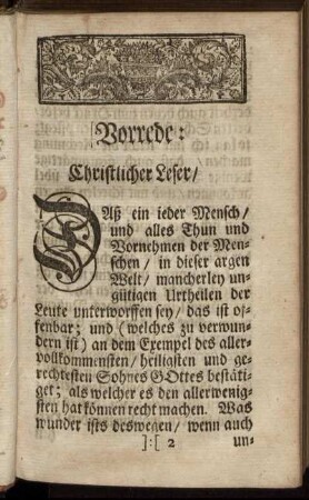 Vorrede: Christlicher Leser /