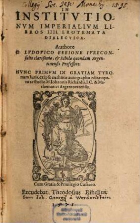 In Institutionum Imperalium Libros IV. Erotemata Dialectica