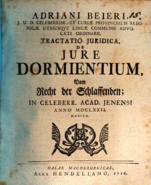 Tractatio iur. de iure dormientium