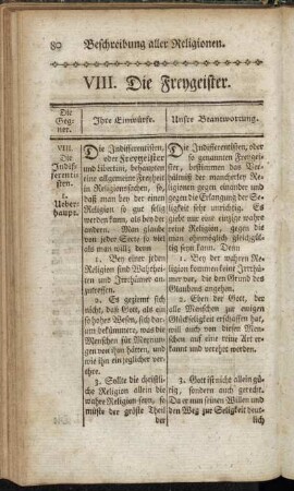 VIII. Die Freygeister.
