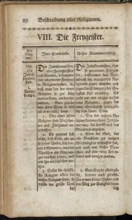 VIII. Die Freygeister.
