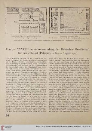 Von der XXXVII. Haupt-Versammlung der Deutschen Gesellschaft für Gartenkunst (Potsdam, 12. bis 14. August 1924)