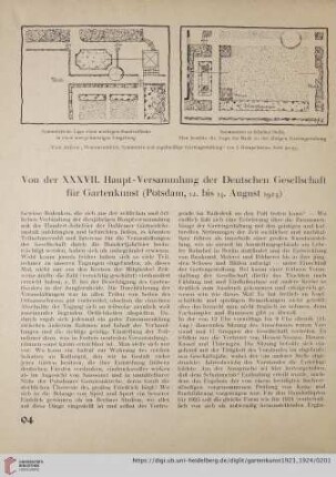Von der XXXVII. Haupt-Versammlung der Deutschen Gesellschaft für Gartenkunst (Potsdam, 12. bis 14. August 1924)