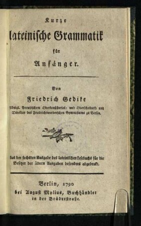 Kurze lateinische Grammatik für Anfänger