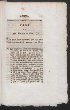 Brief an einen Ungenannten