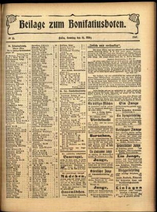 Zweite Ausgabe vom Sonntag, den 31. März 1907.