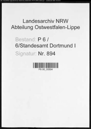 Sterberegister Standesamt Dortmund-Mitte I