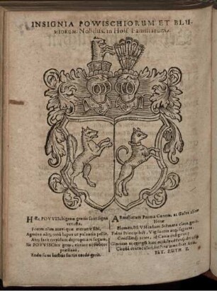 Wappen "Insignia Powischiorum Et Blumiorum ..."