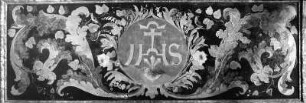 Nördlicher Seitenaltar : Nördlicher Seitenaltar (1712/1717; D. Zimmermann). Altartisch. Biberbach Kreis Augsburg, Pfarr- und Wallfahrtskirche Sankt Jakobus der Ältere und Laurentius