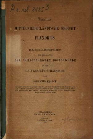 Über das mittelniederländische Gedicht Flandrijs : Inaugural-Dissertation