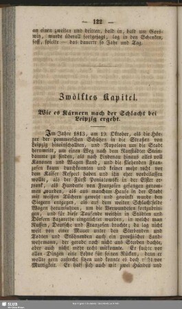 Zwölftes Kapitel. Wie es Kärnern nach der Schlacht bei Leipzig ergeht