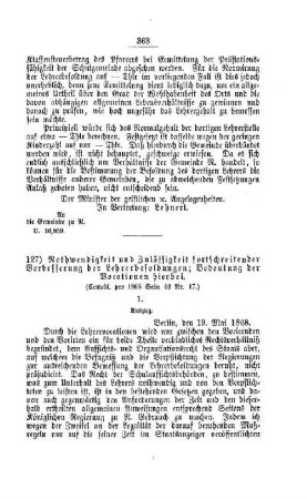 Nothwendigkeit und Zulässigkeit fortschreitender Verbesserung der Lehrerbesoldungen; Bedeutung der Vocationen hierbei : [IV. Seminarien, Bildung der Lehrer und deren persönliche Verhältnisse]