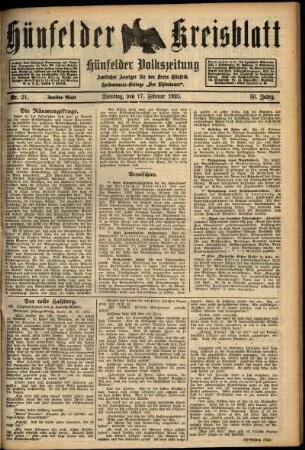 Zweite Ausgabe vom Dienstag, den 17. Februar 1925.