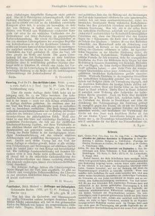 499 [Rezension] Haering, Theodor, Das christliche Leben. Ethik. 3., verm. u. verb. Aufl