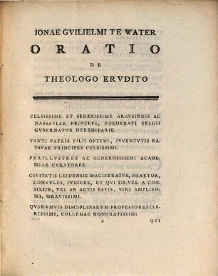 Oratio de theologo erudito