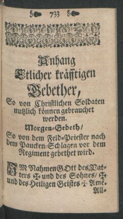 Anhang etlicher kräfftigen Gebether, ...