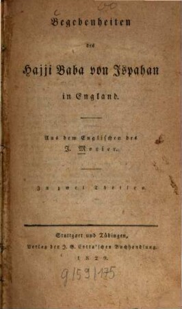 Begebenheiten des Hajji Baba von Ispahan in England : In 2 Th.