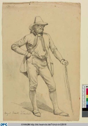 Stehender Mann mit Stock