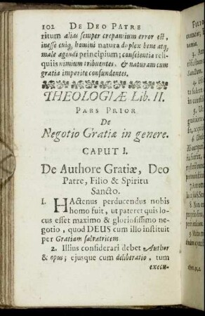 Caput I. De Authore Gratiæ, Deo Patre, Filio & Spiritu Sancto.
