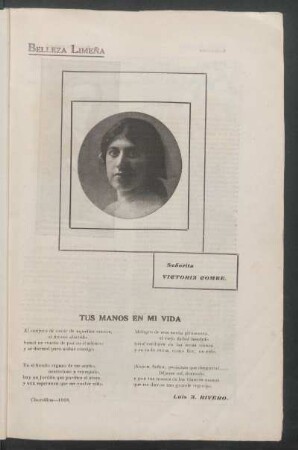 Belleza Limeña - Señorita Victoria Combe. [Fotografía]