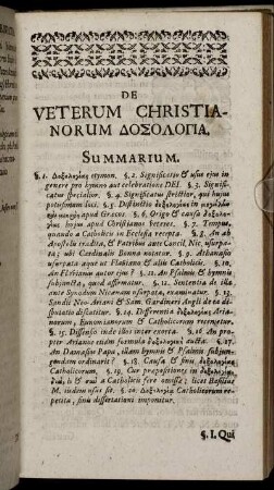 De Veterum Christianorum Δοσολογια.