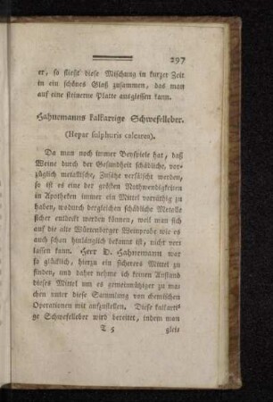Hahnemanns kalkartige Schwefelleber. (Hepar sulphuris calcarea).