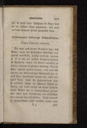 Hahnemanns kalkartige Schwefelleber. (Hepar sulphuris calcarea).