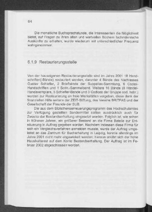 6.1.9 Restaurierungsstelle