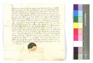Gut von Stetten, Hans von Vellberg's Witwe: Schuldbrief; aufgedr. Siegel.