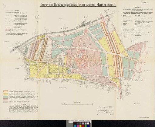 Bl. 1: Entwurf des Bebauungsplanes für den Stadtteil Hamm (Geest)