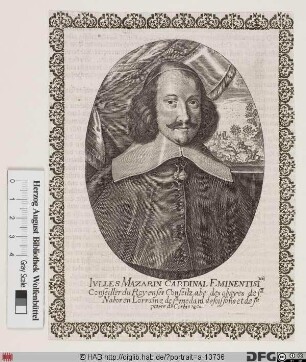 Bildnis Cardinal Jules Mazarin, 1659 duc de Nevers (eig. Giulio Mazarini od. Mazzarino)