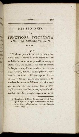 Sectio XXIX. De Functione Systematis Vasorum Absorbentium