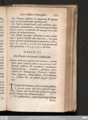 Caput VI. De Poenis variorum criminum.